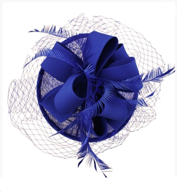 electric blue fascinator hat