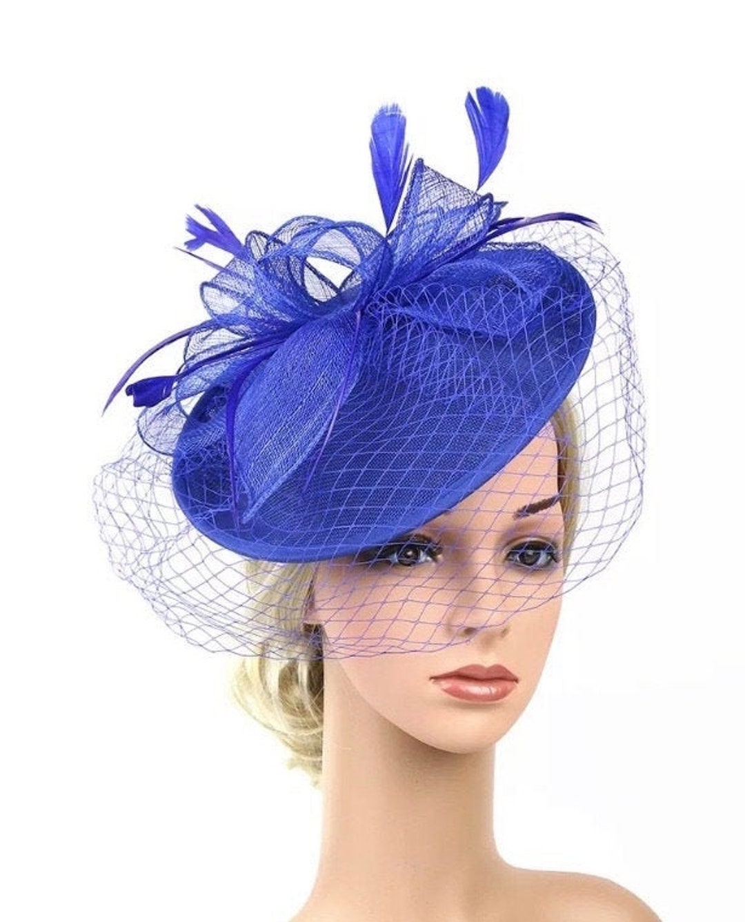 Royal Blue Fascinator Hat, Cobalt Blue Fascinator  display picture 1