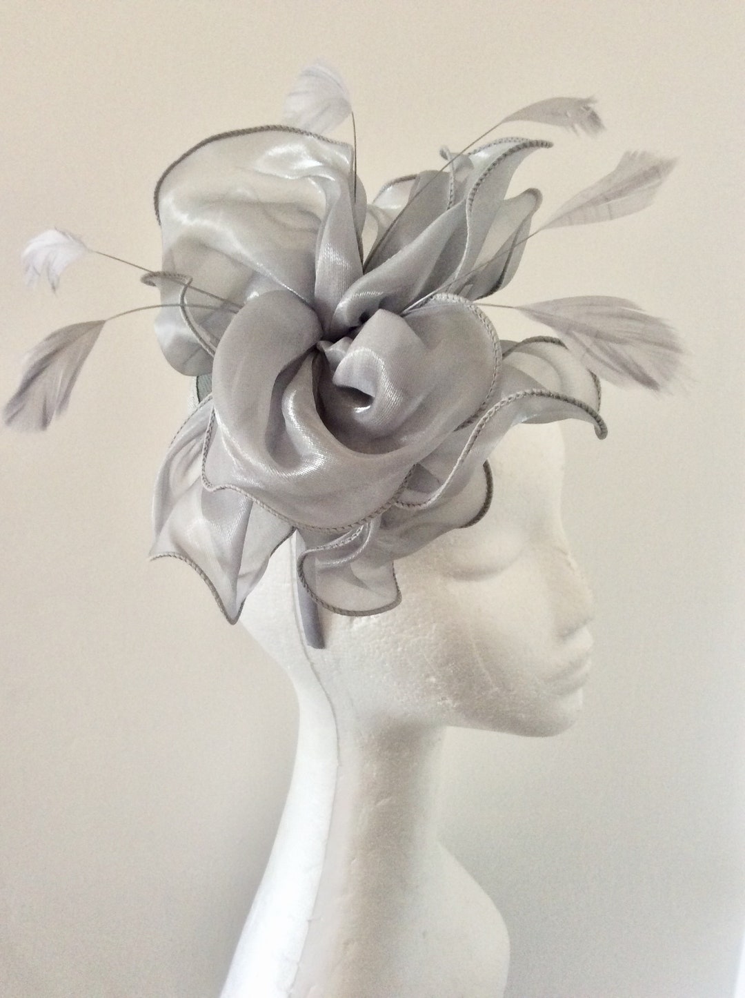 Silver Fascinator, Grey Fascinator, Gray Fascinator Hat, Derby Hat