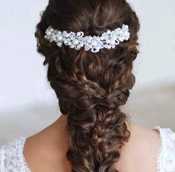 Haarreif mit Spitze und Perlen zum Flechten Haarschmuck Haarband zum Abendkleid
