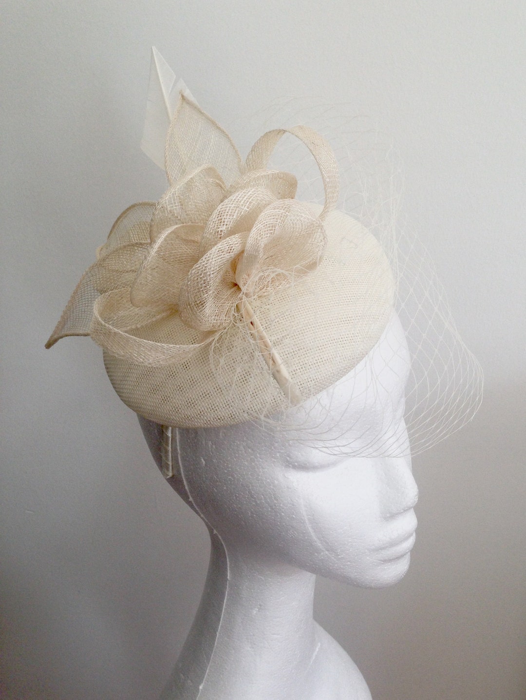 Ivory, Cream, Fascinator, Hat, Pillbox, Wedding, Races