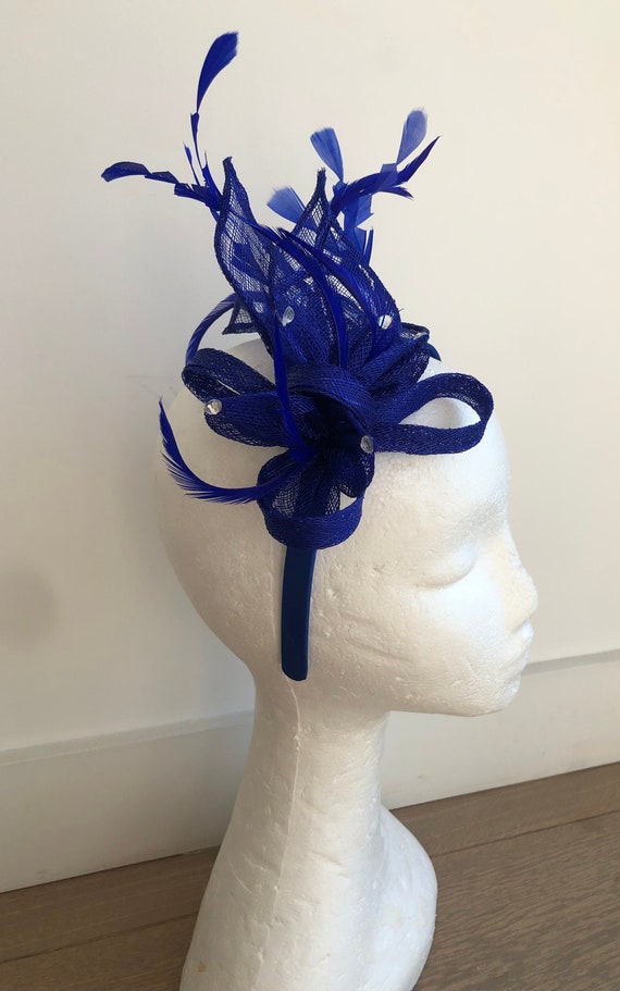 Navy Blue Colour Fascinator With Flower and Comb Wedding Hat,Royal Ascot Ladies Day Weddings Accessories Hair Accessories Fascinators & Mini Hats 
