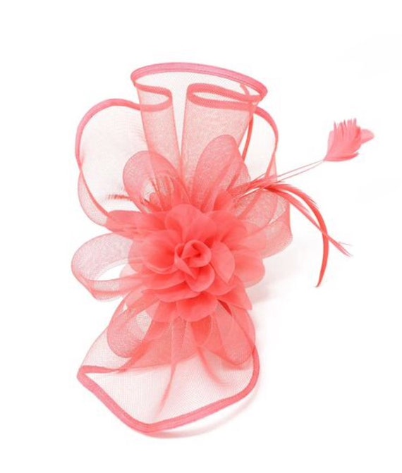 coral fascinator hat