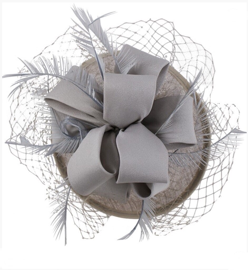 grey fascinator hat