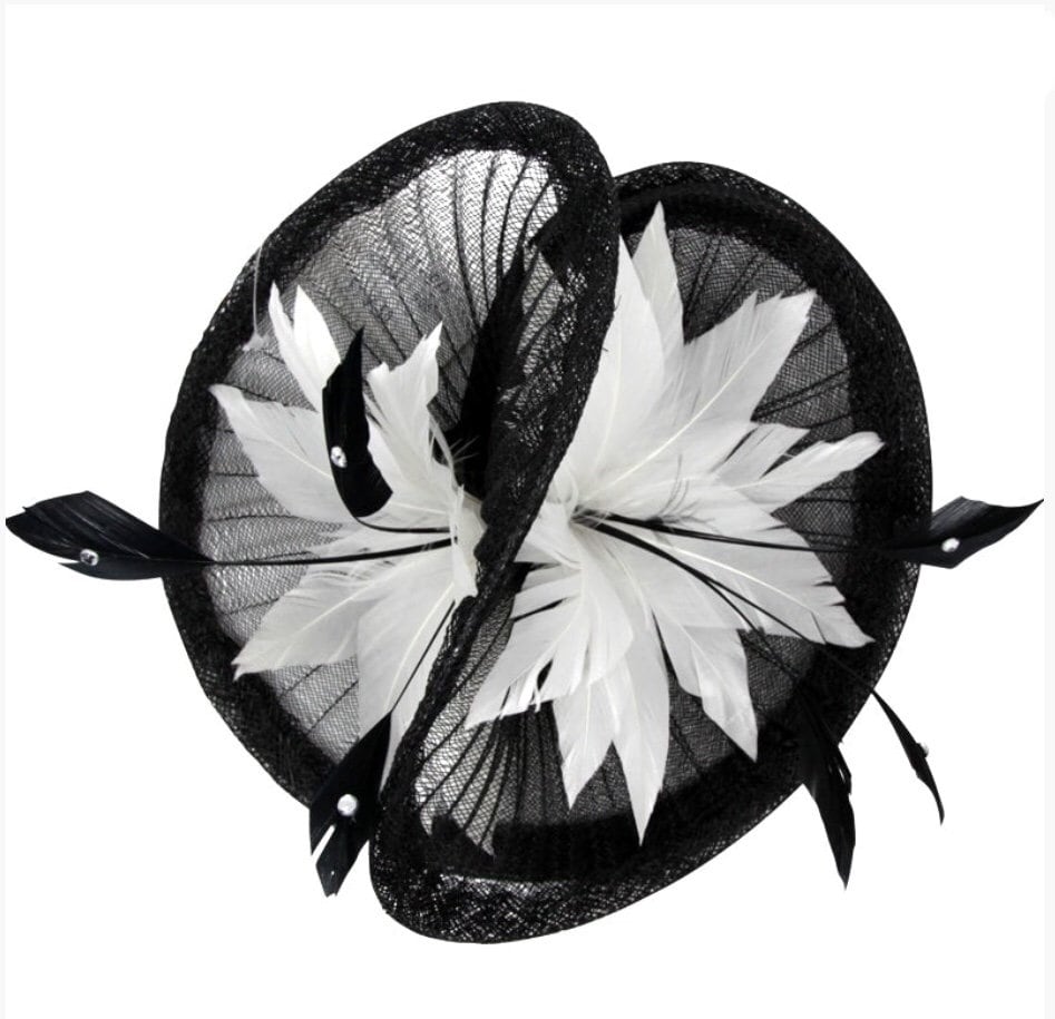 black and white fascinator hat