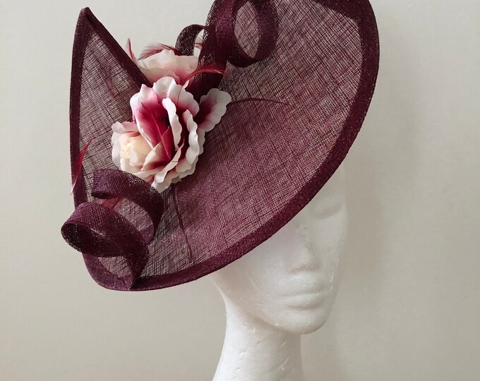 Burgundy Fascinator, Burgundy Hatinator, Burgundy Hat, Deep Red, Plum