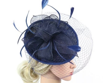 Navy Fascinator, navy Fascinator hat, Fascinator, Fascinators, navy derby hat, Fascinator hat, wedding Fascinator, navy hatinator, ascot hat