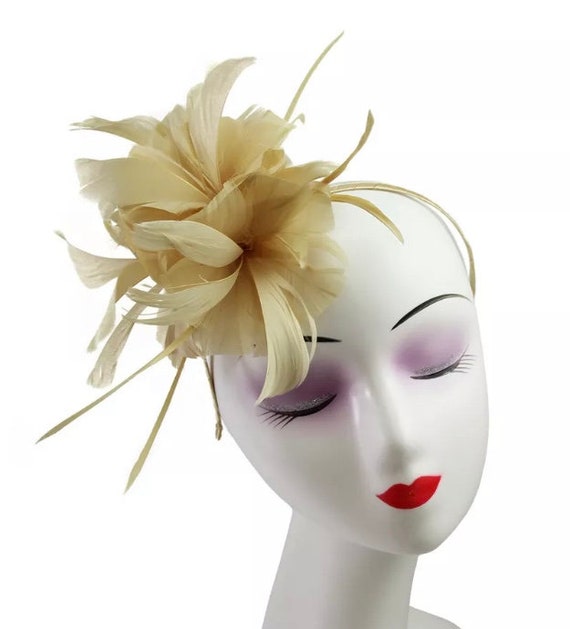 Gold Light Gold Bronze Beige Fascinator 