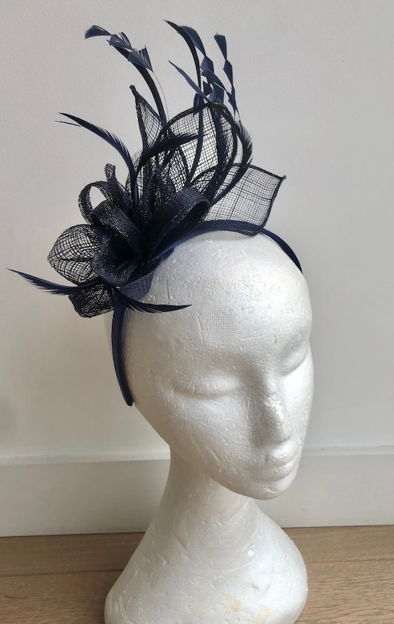 Navy Blue Dark Blue Fascinator Hat Fascinators Fascinator Hat Wedding Races Derby Derby Hat Hair Band Hair Accessory Flower Etsy Ireland