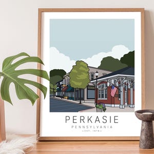 Perkasie PA Art Print | PA travel poster | Bucks County PA | Perkasie Gift | Hometown Print | Landmark Art | Travel Wall Art | Town Art