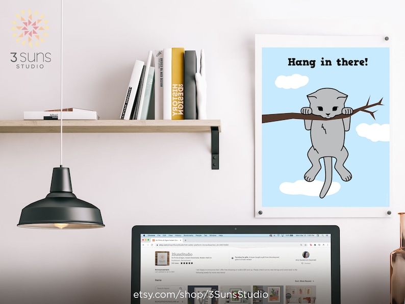 PRINTABLE Hang in There Art Print Hang in There Cat Hang in There ...