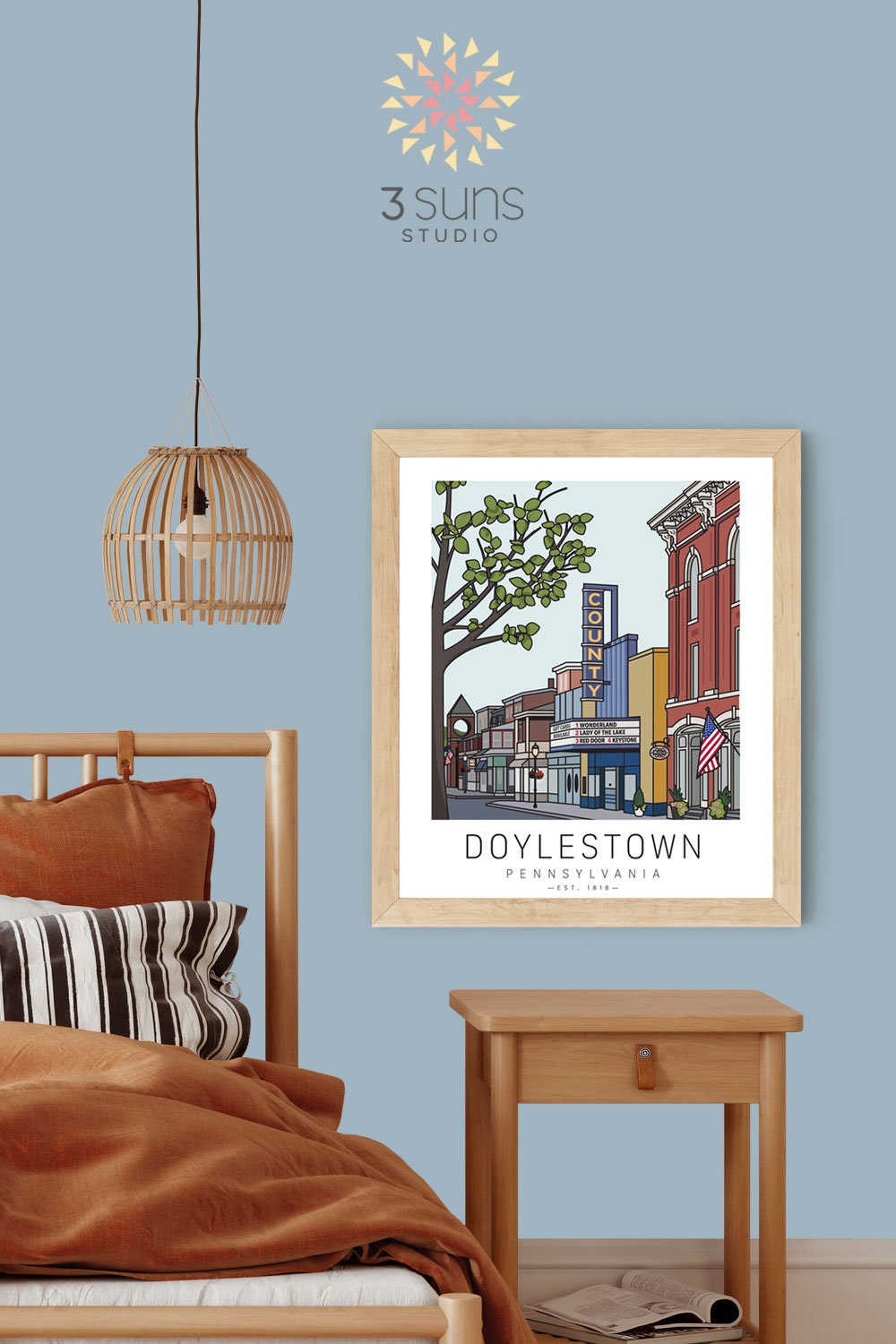 Doylestown Pennsylvania Art Print PA Travel Poster Bucks County Art