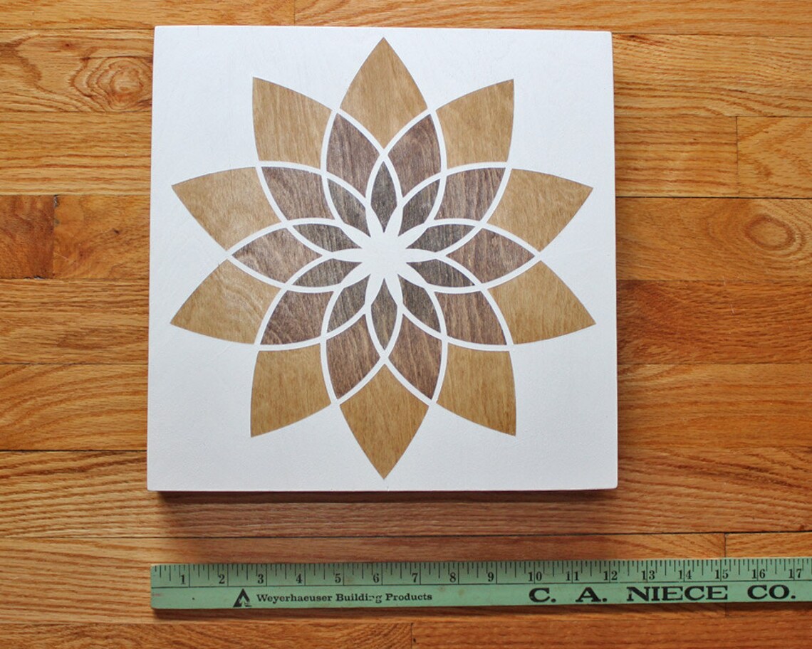 Inlay Look Modern Wall Art Modern Wood Panel Floral Etsy