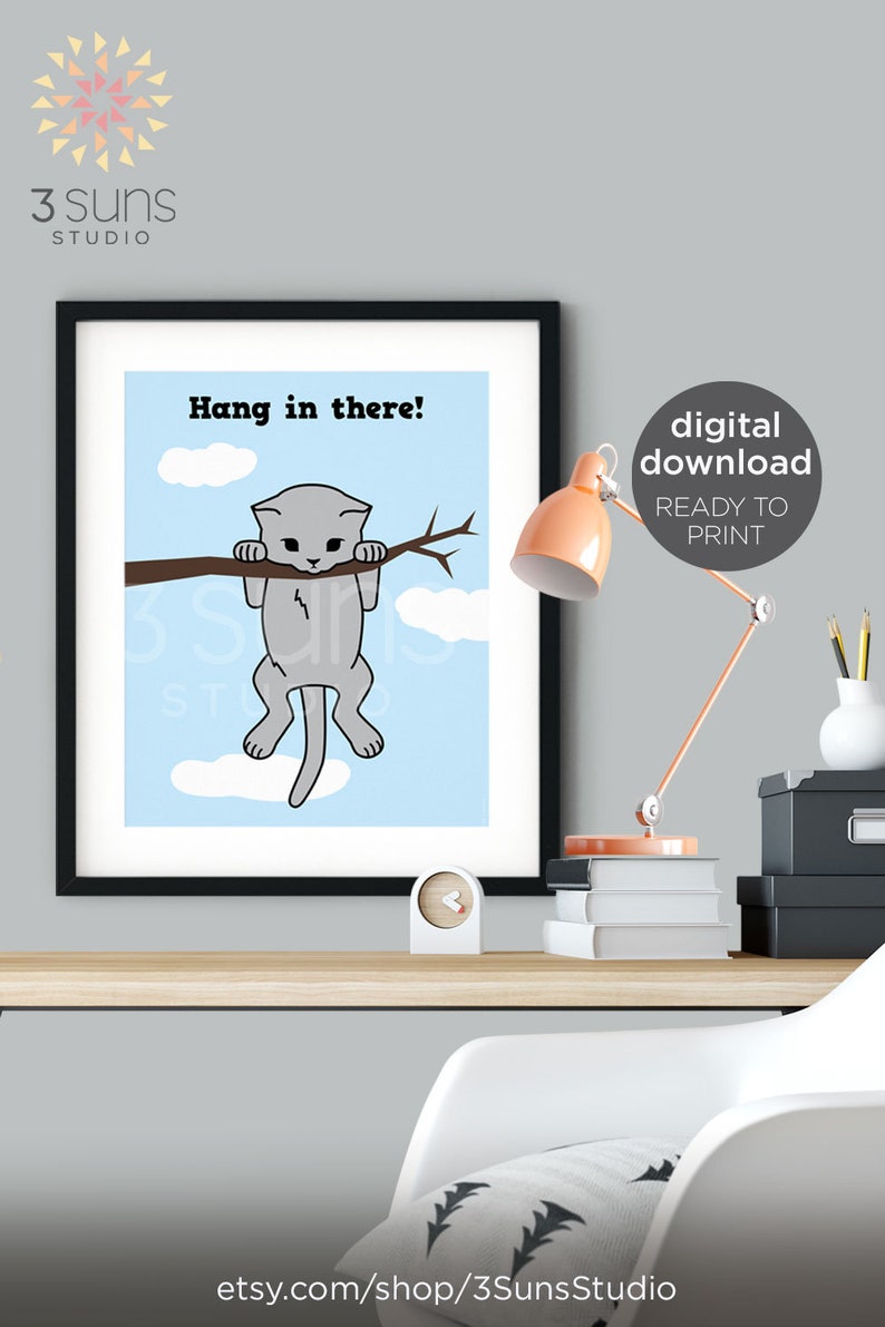 PRINTABLE Hang in There Art Print Hang in There Cat Hang Etsy