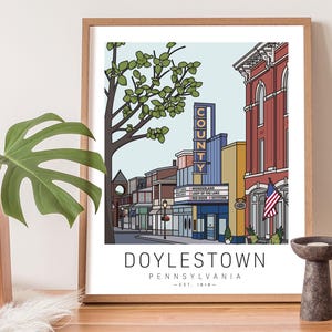 Doylestown PA Art Print | PA travel poster | Bucks County PA | County Theater | Travel Art | Doylestown Gift | Doylestown Theater
