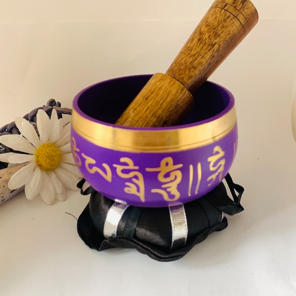 Tiebetan Singing Bowl/3”D/ Singing Chakra Healing/Meditation/with striker and cushion