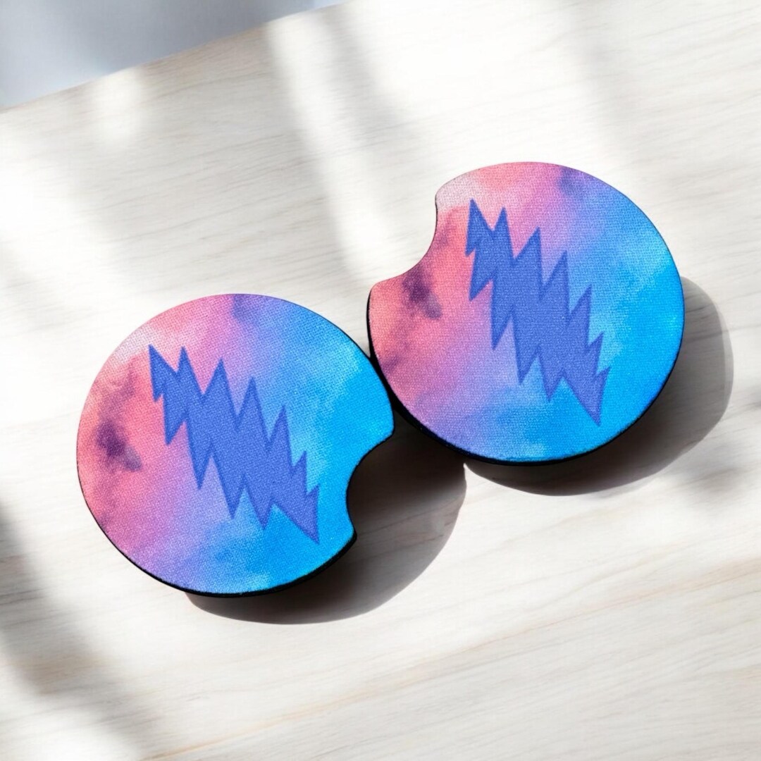 Bolt Tie-die Car Coasters Hot/cold Drink Coaster Set of 2 - Etsy