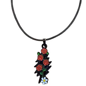 Bolt and Roses Necklace/adjustable/20 inch chain