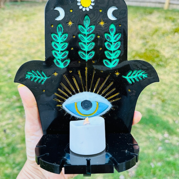 Handmade Resin Hamsa Hand/Third Eye/ Tea Light Holder