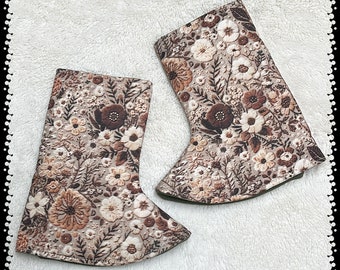 Brown Floral - Faux Embroidery - Happy Baby - Suckpads - Garden, Sakura Bloom, Artipoppe, Ergo, Tula, Lillebaby, Wildbird, A&L, Lark