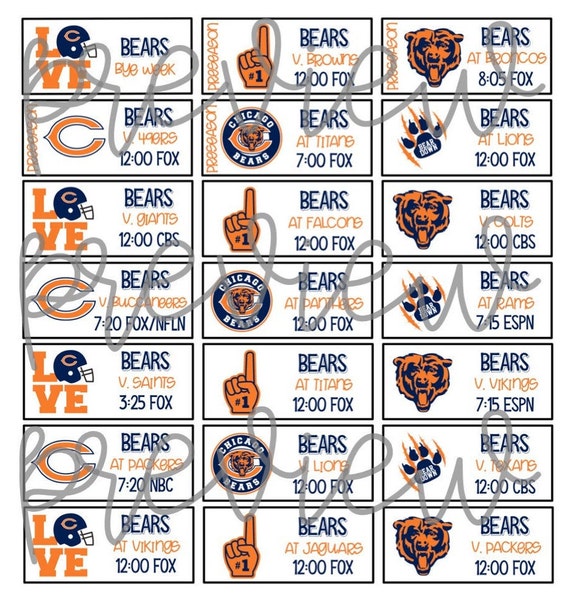 Chicago Bears 2020 Schedule Stickers for Create 365 Big Happy | Etsy