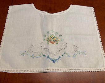 Linen Hand Embroidered Collar Overlay