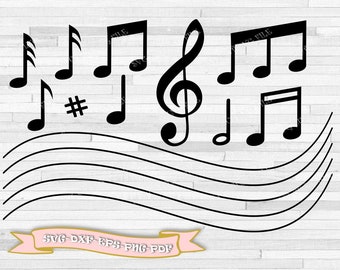 Musical notes svg, music svg, musical staff svg, musical clef svg. Files in svg, eps, dxf, png, and pdf. For Cricut and Silhouette Cameo.