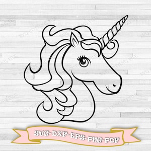 Unicorn svg, - Unicorn head svg - Unicorn outline svg - Cutting file for Cricut, vinyl - SIP AND PAINT party canvas files - svg-dxf-png-pdf.