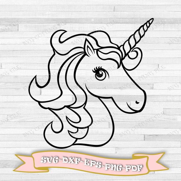 Unicorn svg, - Unicorn head svg - Unicorn outline svg - Cutting file for Cricut, vinyl - SIP AND PAINT party canvas files - svg-dxf-png-pdf.