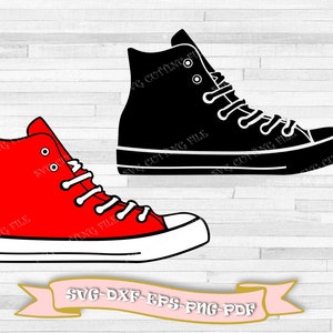 Sneakers svg, sneaker svg silhouette, shoes svg, digital clip art in svg, eps, dxf, png, and pdf formats. For Silhouette Cameo, Cricut, and vinyl.