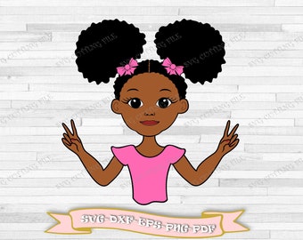 Black girl svg - Happy and winning little black girl - Download in svg, dxf, eps, png, pdf files. For Cricut, Silhouetta Cameo, vinyl.