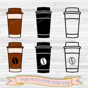 Coffee cup svg, coffee cup bundle, takeaway cup svg, starbucks cup svg, cup svg bundle, silhouette, cricut cut files, coffee cup cut files.