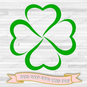 Quadrifoglio svg outline, fiore portafortuna svg, clip art in formato digitale svg, eps, dxf, png, pdf. Per Cricut, Silhouette Cameo, vinile