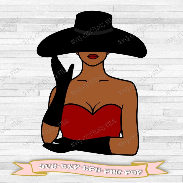 Afro Woman with hat SVG, Afro Queen Svg, Afro Lady Svg, Afro Girl Svg, Black Woman Svg, Svg file download, dxf, png, eps, pdf, for Cricut.
