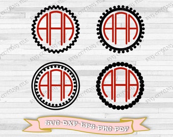 Round frame for svg monogram, svg monogram frames, eps format files, svg, pdf, png, dxf, for Cricut, Silhouette Cameo, vinyl