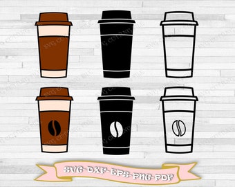 Coffee cup svg, coffee cup bundle, takeaway cup svg, starbucks cup svg, cup svg bundle, silhouette, cricut cut files, coffee cup cut files.