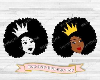 Beautiful black girl queen svg, black woman svg, black queen, file in svg format, eps, dxf, png, pdf. For Silhouette Cameo, Cricut, vinyl