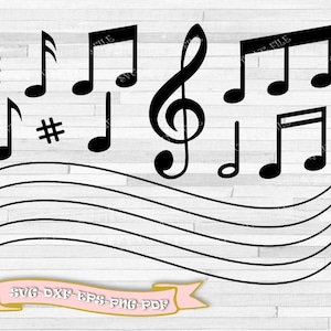 Note musicali svg, musica svg, pentagramma musicale svg, chiave musicale svg. file in svg, eps, dxf, png, pdf. Per Cricut, Silhouette Cameo