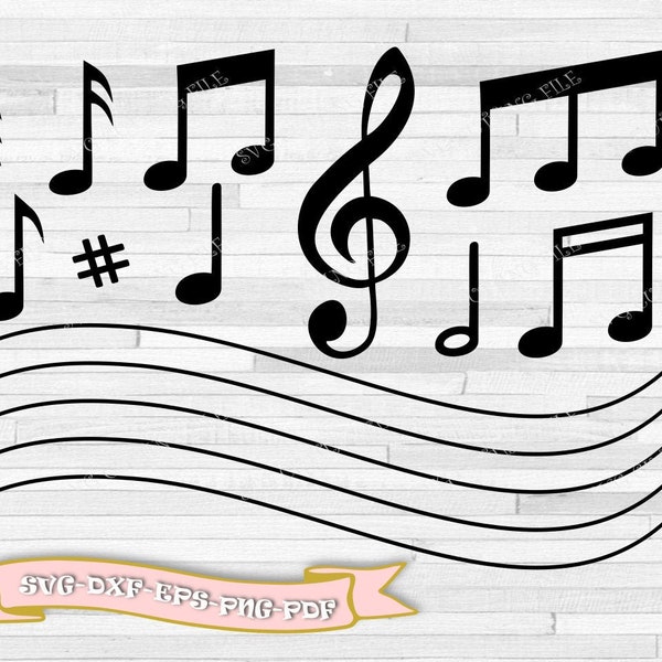 Musical notes svg, music svg, musical stave svg, musical clef svg. files in svg, eps, dxf, png, pdf. For Cricut, Silhouette Cameo