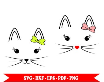 Cat face SVG kitten outline silhouette clip art SVG | Etsy