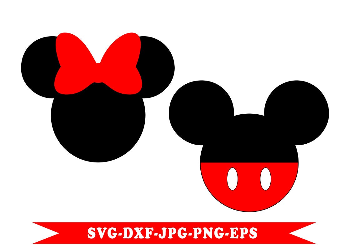 Mickey and Minnie svg clip art Disney svg Mickey's head | Etsy