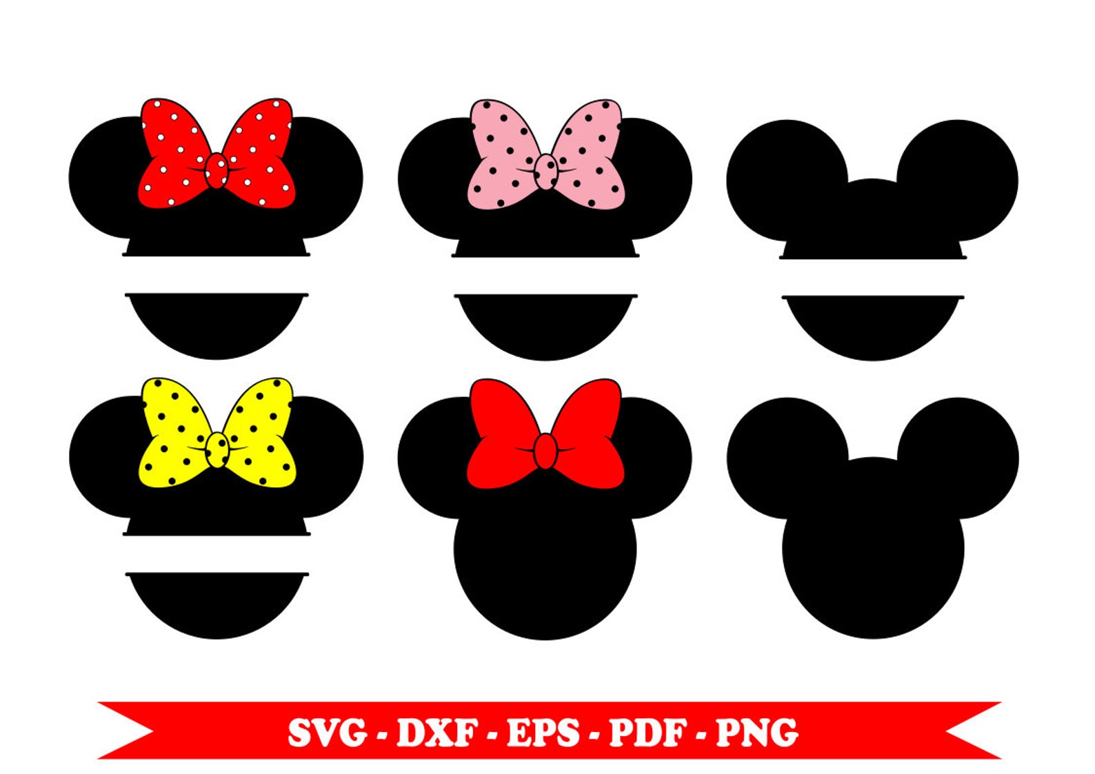 Minnie svg bow shape mickey mouse svg head, clip art in svg format, eps, dx...