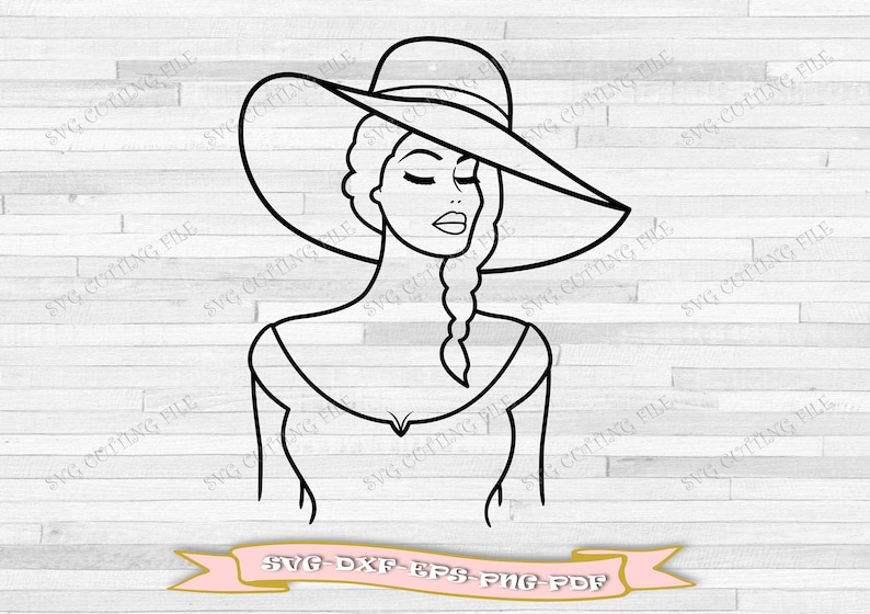 Woman Model Svg Woman With Hat Outline Svg Fashion Woman - Etsy