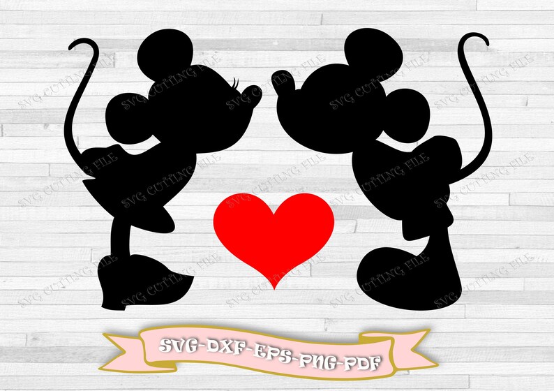Download Mickey And Minnie In Love Svg Boyfriends Silhouette Clip Etsy