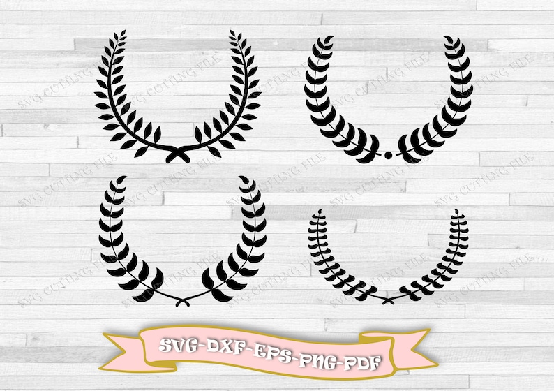 4 laurel wreath bundle svg, laurel wreath svg, laurel wreath png, laurel wreath clipart, laurel circle svg, Cricut files, wreath svg. image 1