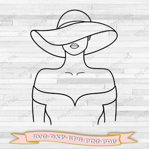 Woman model svg, woman with hat svg, black woman outline, download in svg file, dxf, eps, png, pdf, for Cricut, Silhouette Cameo, vinyl