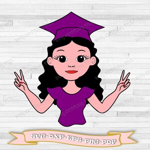 Ragazza diplomata svg, bambina diplomata svg, ragazza laureata svg, file in formato svg, eps, dxf, png, pdf. Per Cricut, Silhouette Cameo