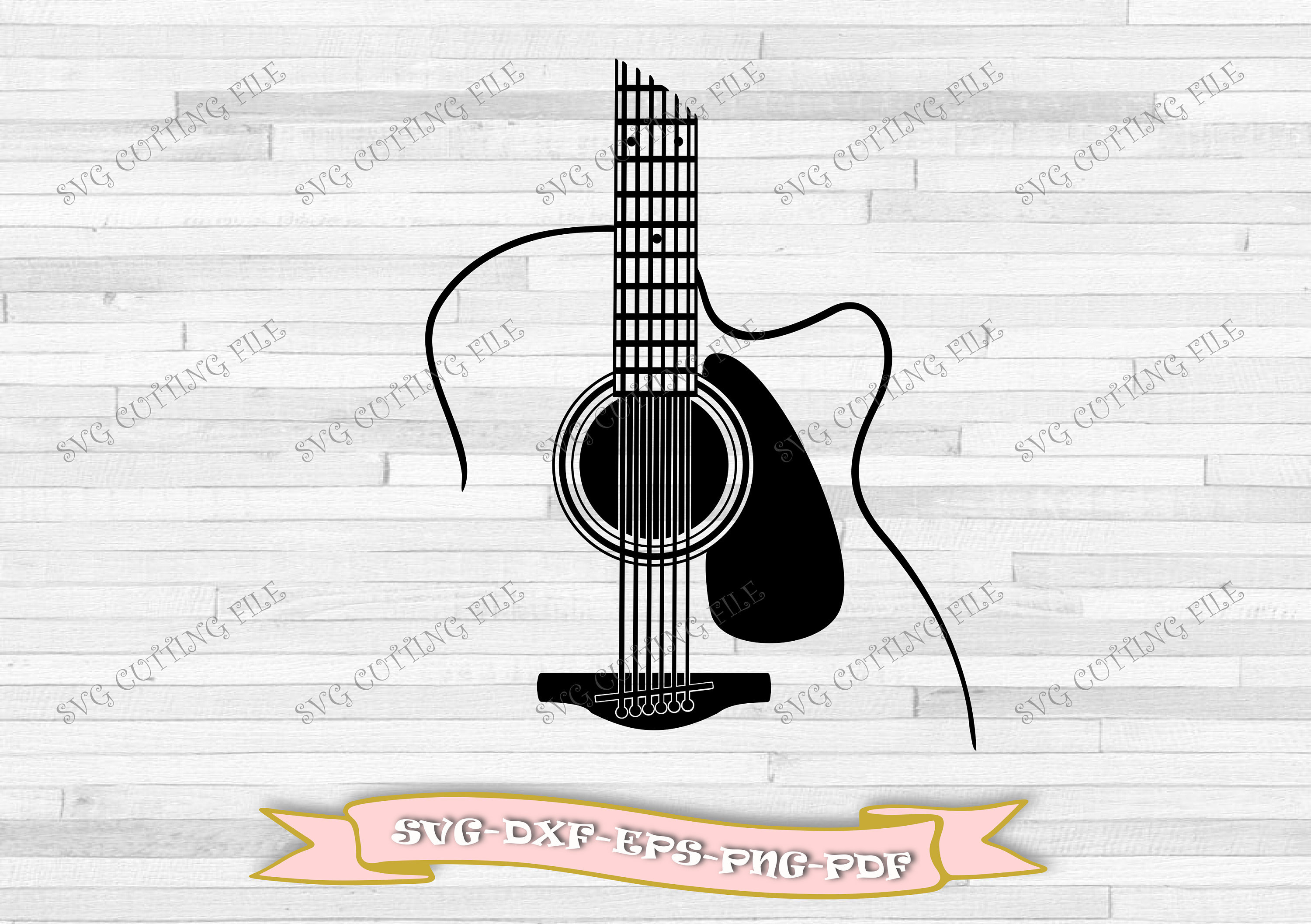 Guitar Outline Clip Art Black And White