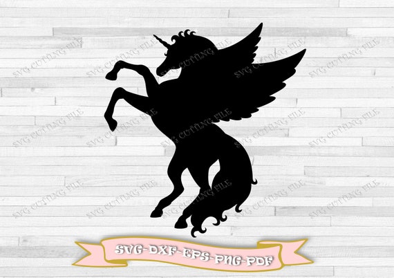 unicorn with wings silhouette