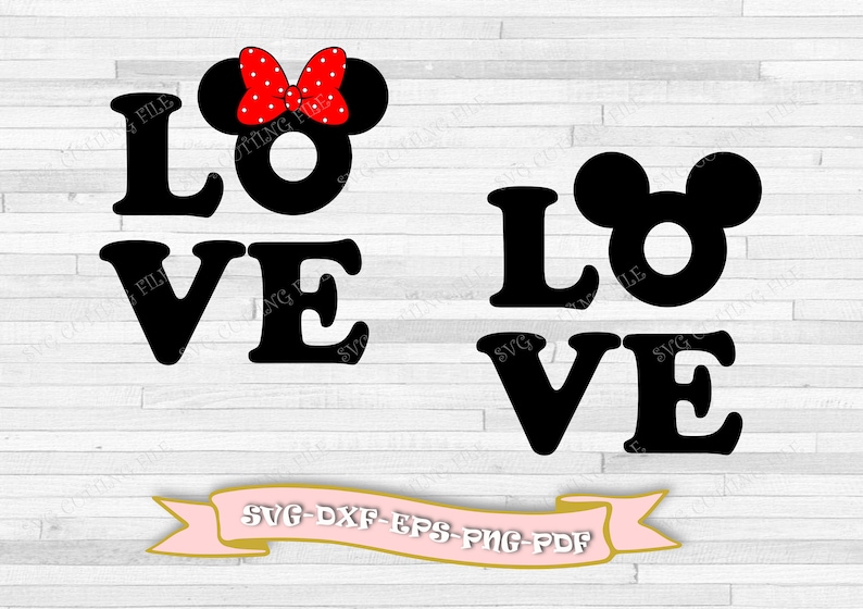 Mickey Mouse love svg and Minnie Mouse love svg clip art in | Etsy